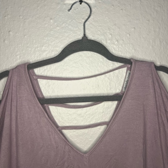 Lavender Charlotte Russe shoulder cut. Back side V cut w/ stripe cutout - Picture 2 of 5